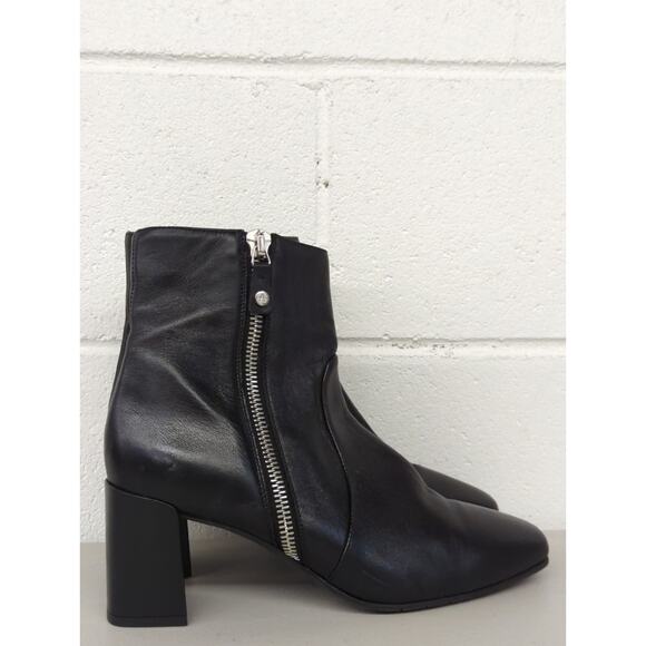 NEW Aquatalia heeled booties sz11 block heel solid black Luzio made in Italy - Picture 4 of 7